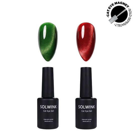 [Clearance] SOLWINK Christmas Cat Eye Gel Polish Set Red Green