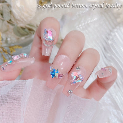Multi - Shape 3D Clear Crystal Rhinestones Set Heart K9 Nail Decoration - SOLWINK
