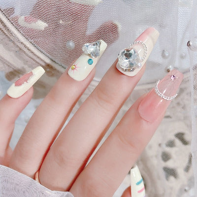Multi - Shape 3D Clear Crystal Rhinestones Set Heart K9 Nail Decoration - SOLWINK