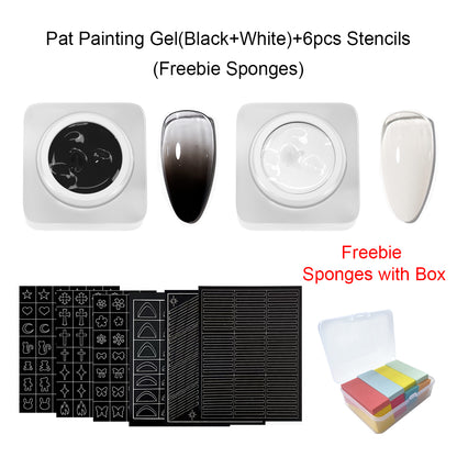 SOLWINK Pat Painting Gel Set - Black White Nail Polish Kit for Sponges random color select