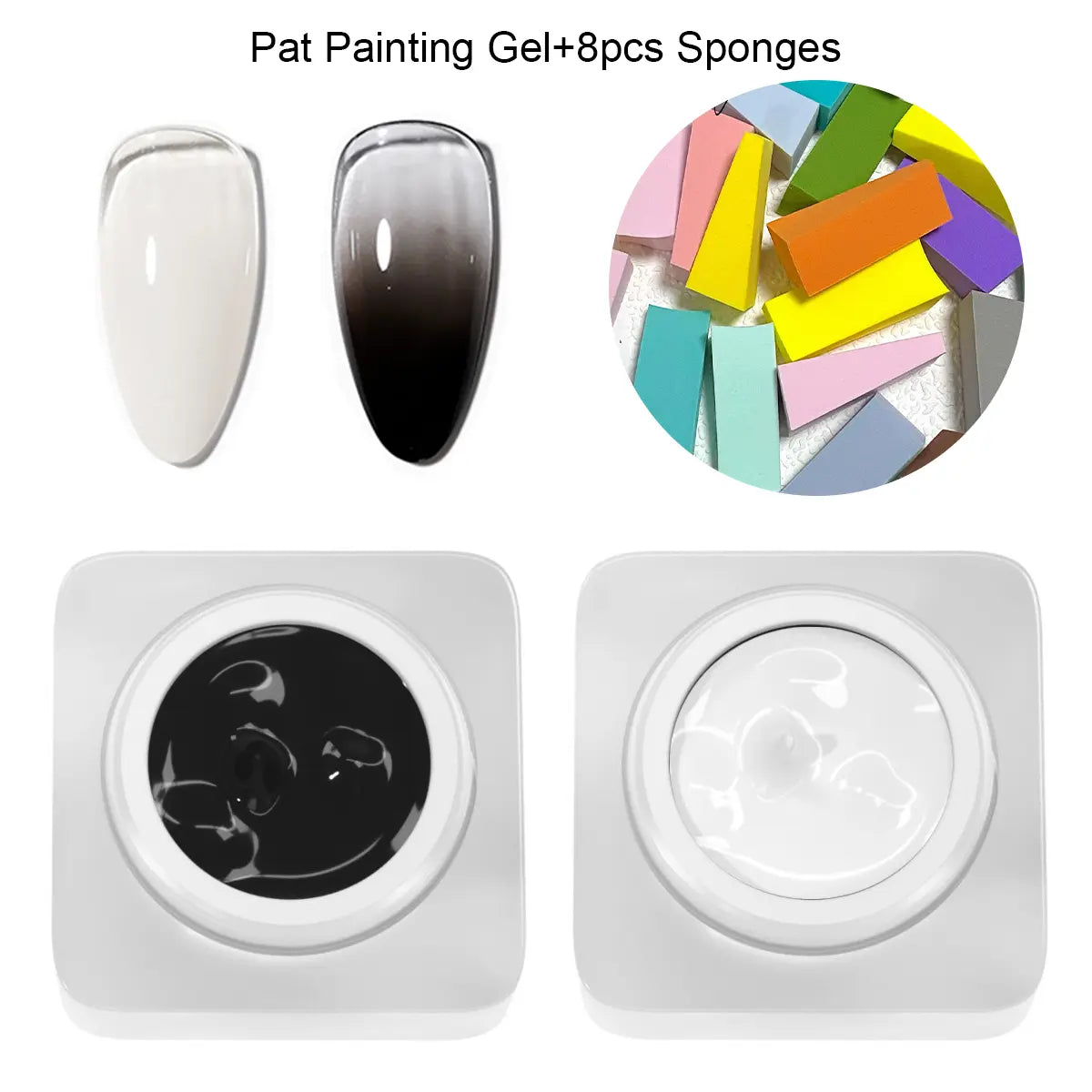 SOLWINK Pat Painting Gel Set - Black&White solid texture nail gel for Sponge and Stencil design
