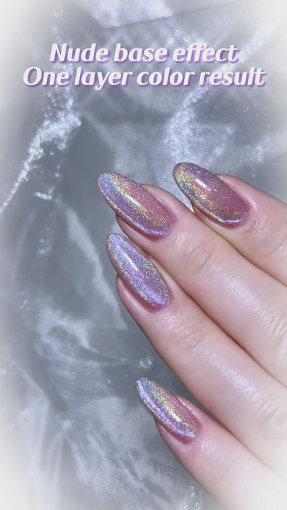 SOLWINK Silver & Rainbow Cat Eye Gel Polish Set - Magnet Kit