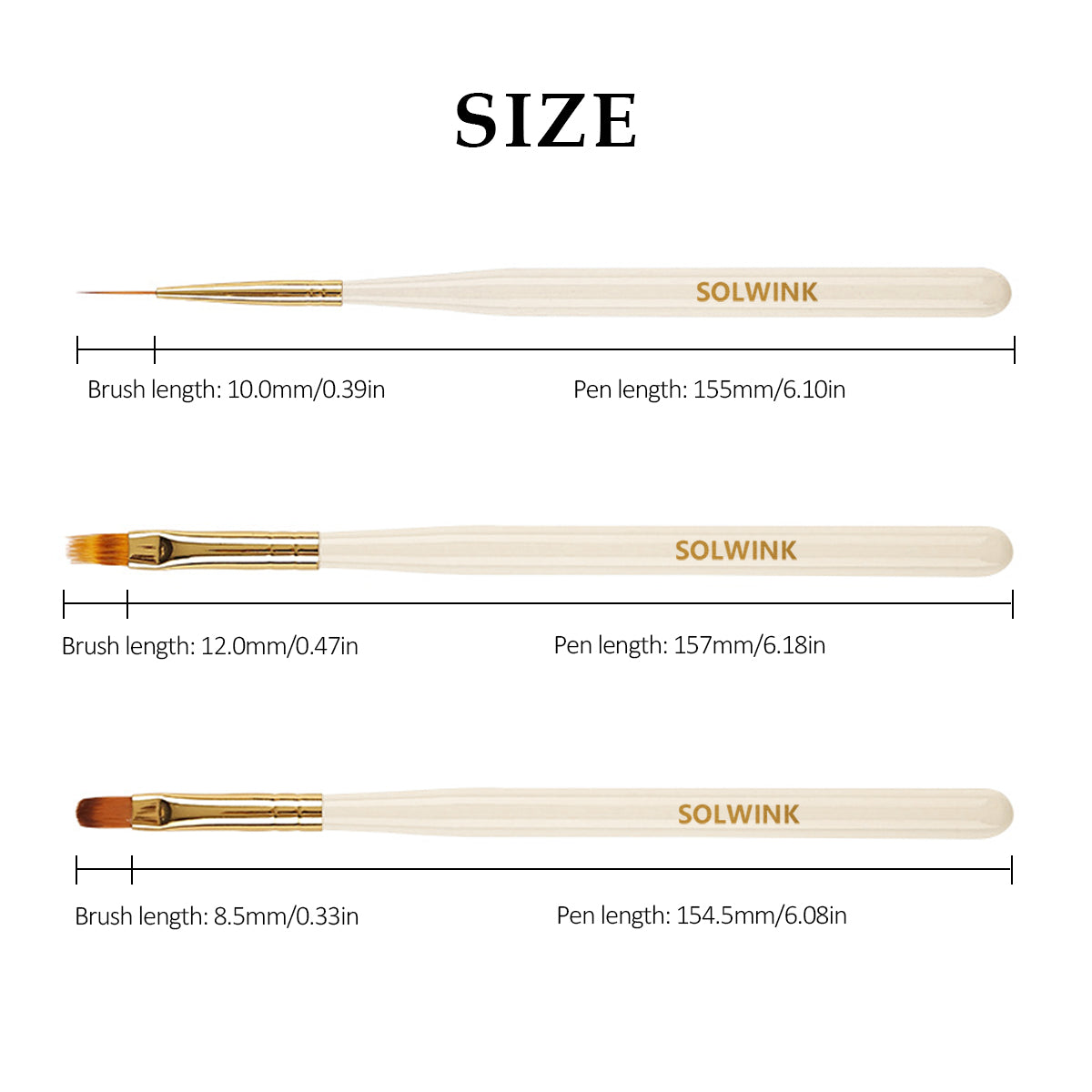 SOLWINK Nail Art Brushes Ombre Brush Pen Round Head Brush Pen Liner Brush