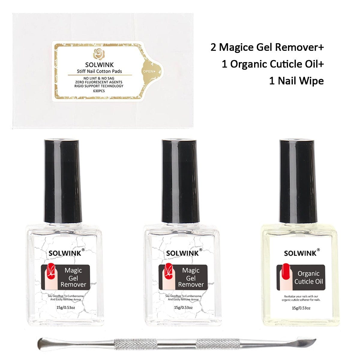 SOLWINK SOLWINK 2pcs 10ML Clear Magic Gel Remover & 1 pcs Cuticle Oil SOLWINK 2pcs 10ML Clear Magic Gel Remover