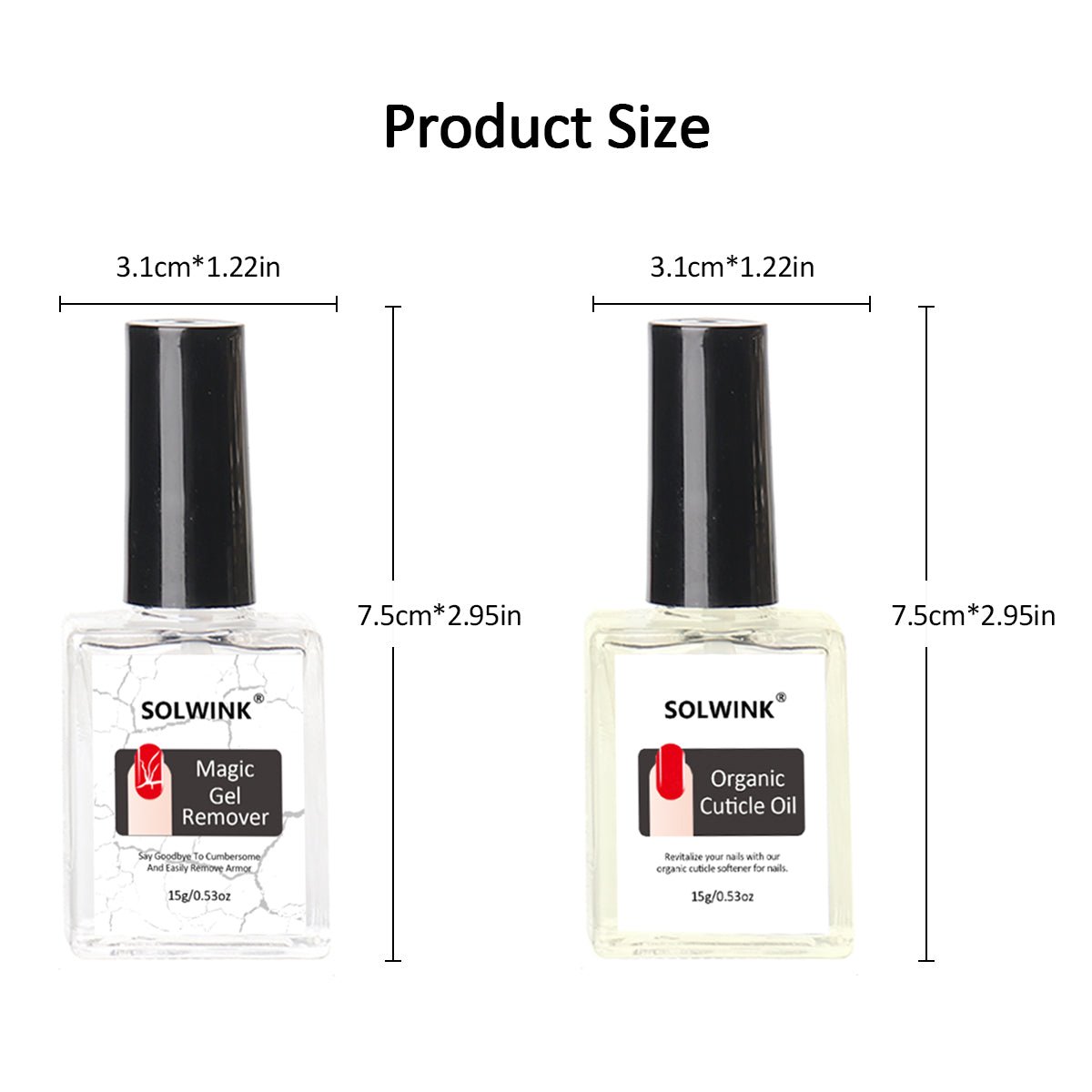 SOLWINK 2pcs 10ML Clear Magic Gel Remover & 1 pcs Cuticle Oil - SOLWINK