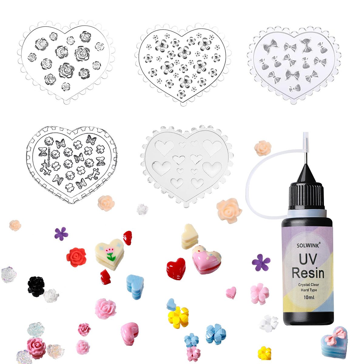 SOLWINK 3D Nail Charm Silicone Mold for UV Resin Nail Art - SOLWINK