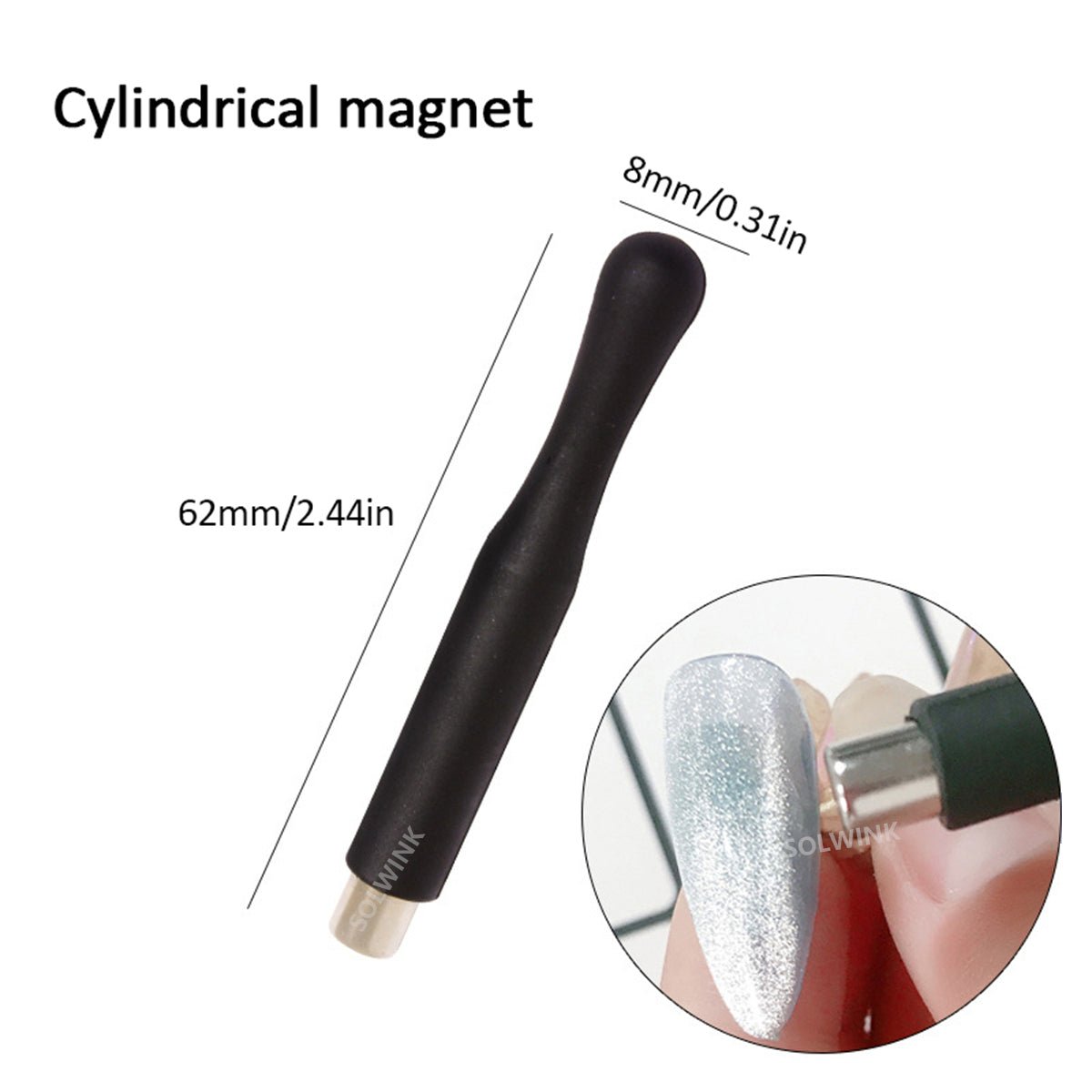 SOLWINK 3pcs Double Head Nail Magnet Pens Cat Eye Strong Magnet - SOLWINK