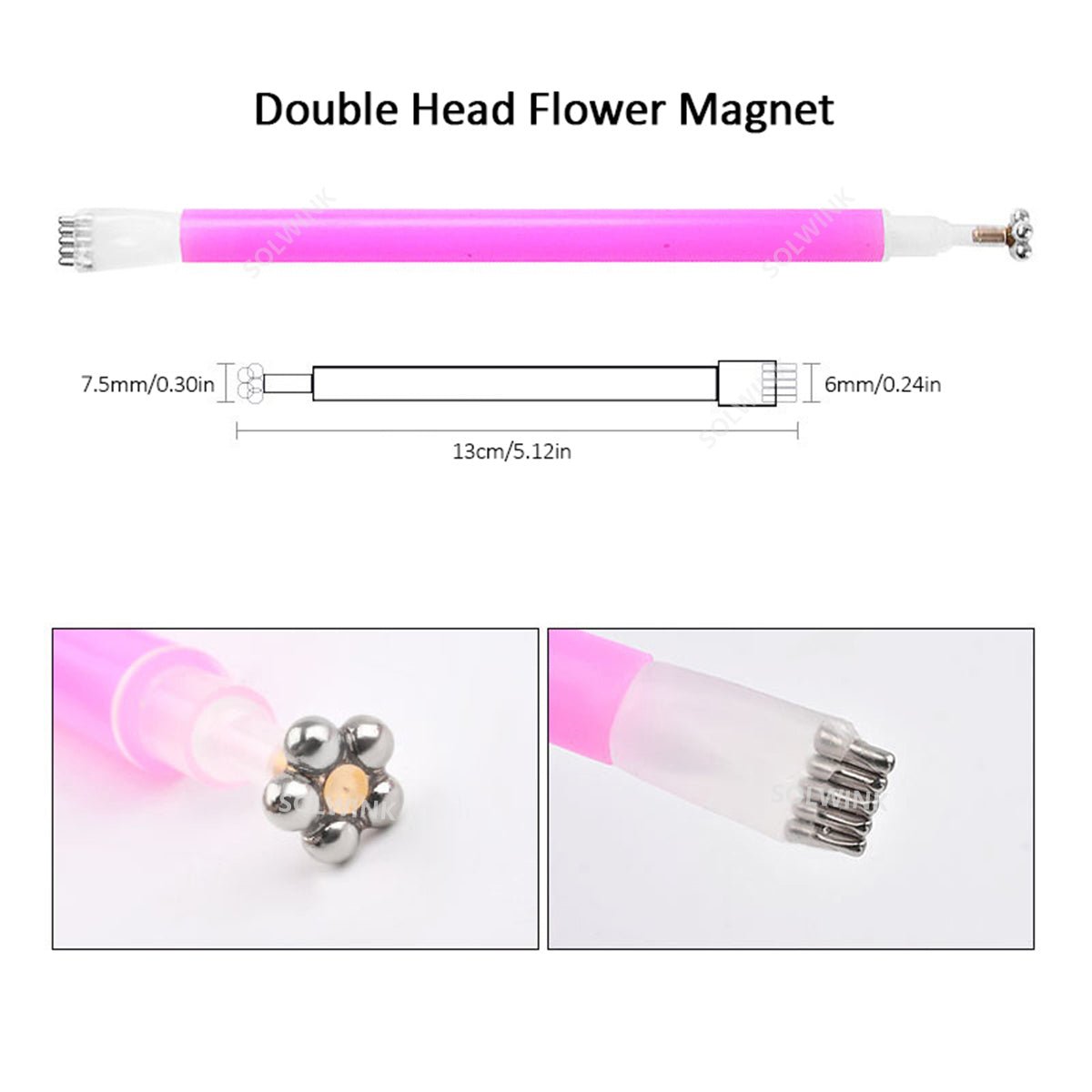SOLWINK 3pcs Double Head Nail Magnet Pens Cat Eye Strong Magnet - SOLWINK