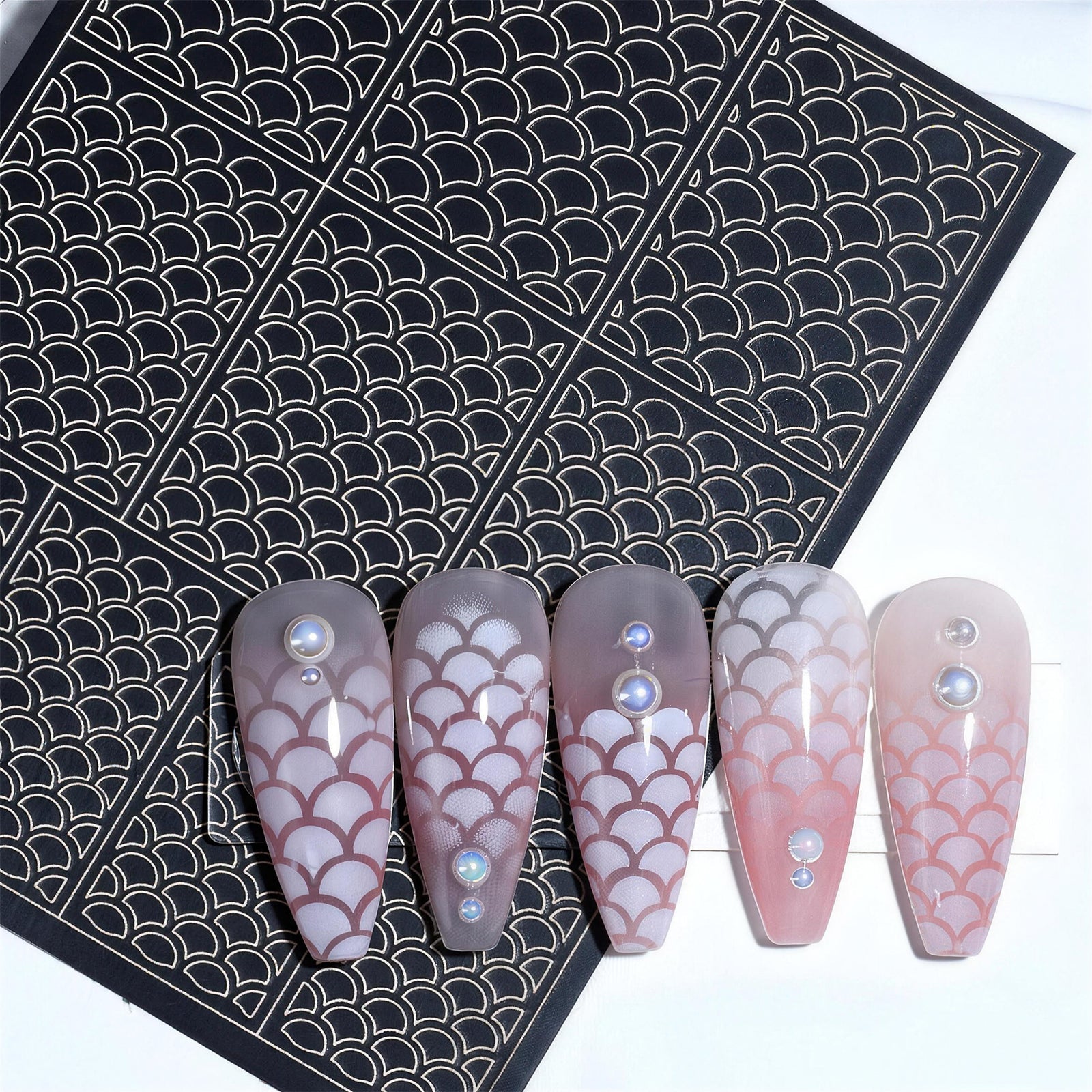 SOLWINK 6 Sheets Hollowing-out Airbrush Nail Art Stencil Sticker Decals 3D Self-Adhesive Leopard Pattern Chessboard Line Zebra Scale - SOLWINK
