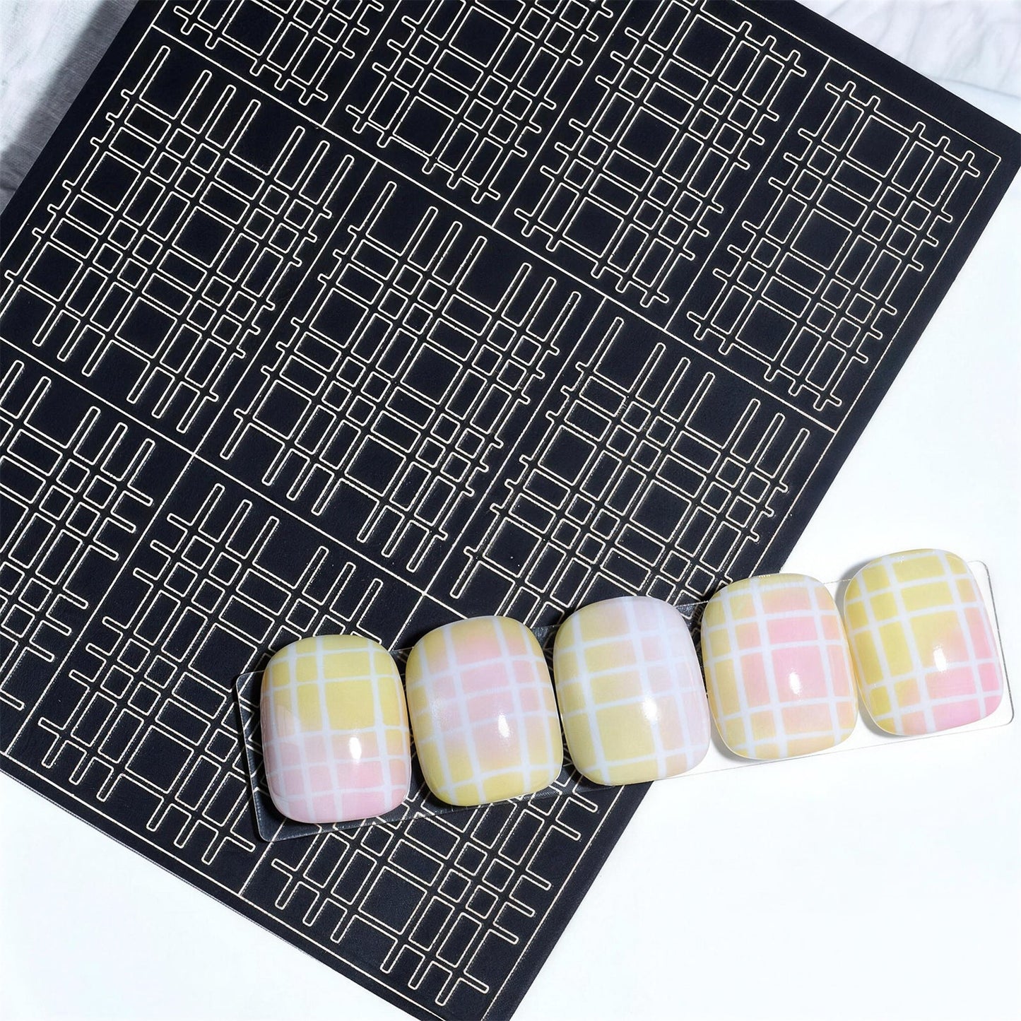 SOLWINK 6 Sheets Hollowing-out Airbrush Nail Art Stencil Sticker Decals 3D Self-Adhesive Leopard Pattern Chessboard Line Zebra Scale - SOLWINK
