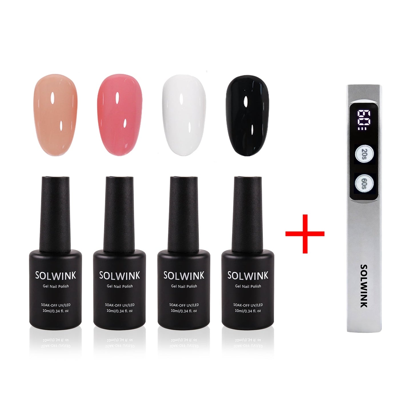 SOLWINK Blusher Box Gel Nail Polish Set Black White Nude Blush Color Nail Polish Kits - SOLWINK