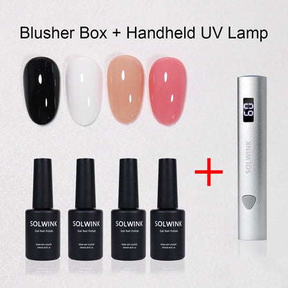 SOLWINK Blusher Box Gel Nail Polish Set Black White Nude Blush Color Nail Polish Kits - SOLWINK