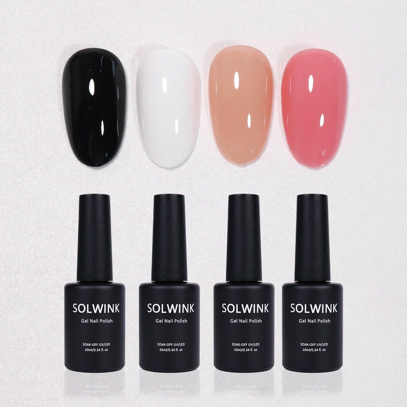 SOLWINK SOLWINK Blusher Box Gel Nail Polish Set Black White Nude Blush Color Nail Polish Kits SOLWINK Blusher Box Color Nail Polish Kits