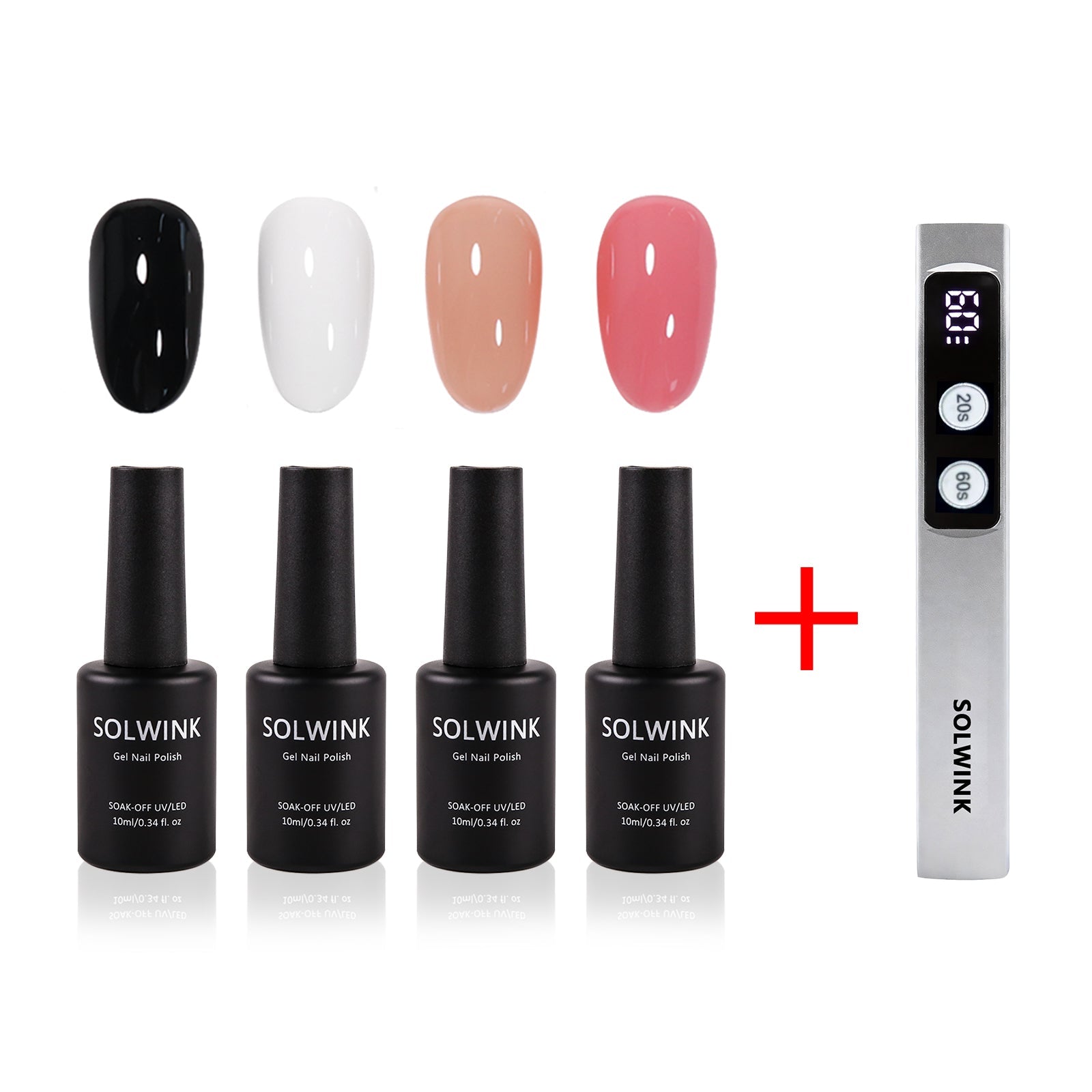 SOLWINK Blusher Box Gel Nail Polish Set Black White Nude Blush Color Nail Polish Kits - SOLWINK