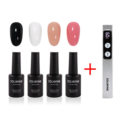 SOLWINK Blusher Box Gel Nail Polish Set Black White Nude Blush Color Nail Polish Kits - SOLWINK