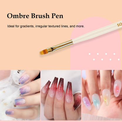 SOLWINK Nail Art Brushes Ombre Brush Pen Multi-Pen Brush Pen Liner Brush - SOLWINK