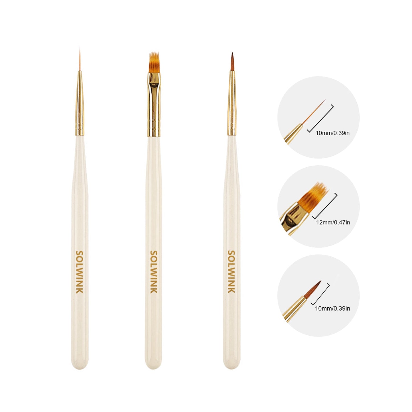 SOLWINK Nail Art Brushes Ombre Brush Pen Multi-Pen Brush Pen Liner Brush - SOLWINK