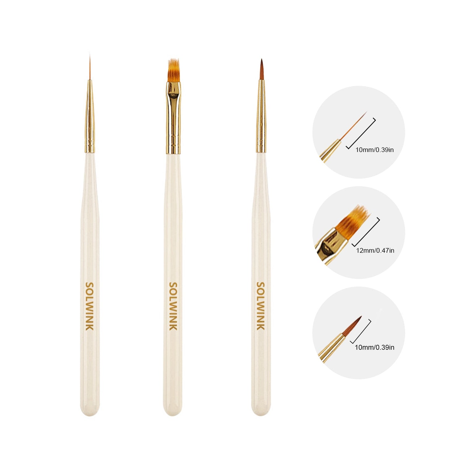 SOLWINK Nail Art Brushes Ombre Brush Pen Multi-Pen Brush Pen Liner Brush - SOLWINK