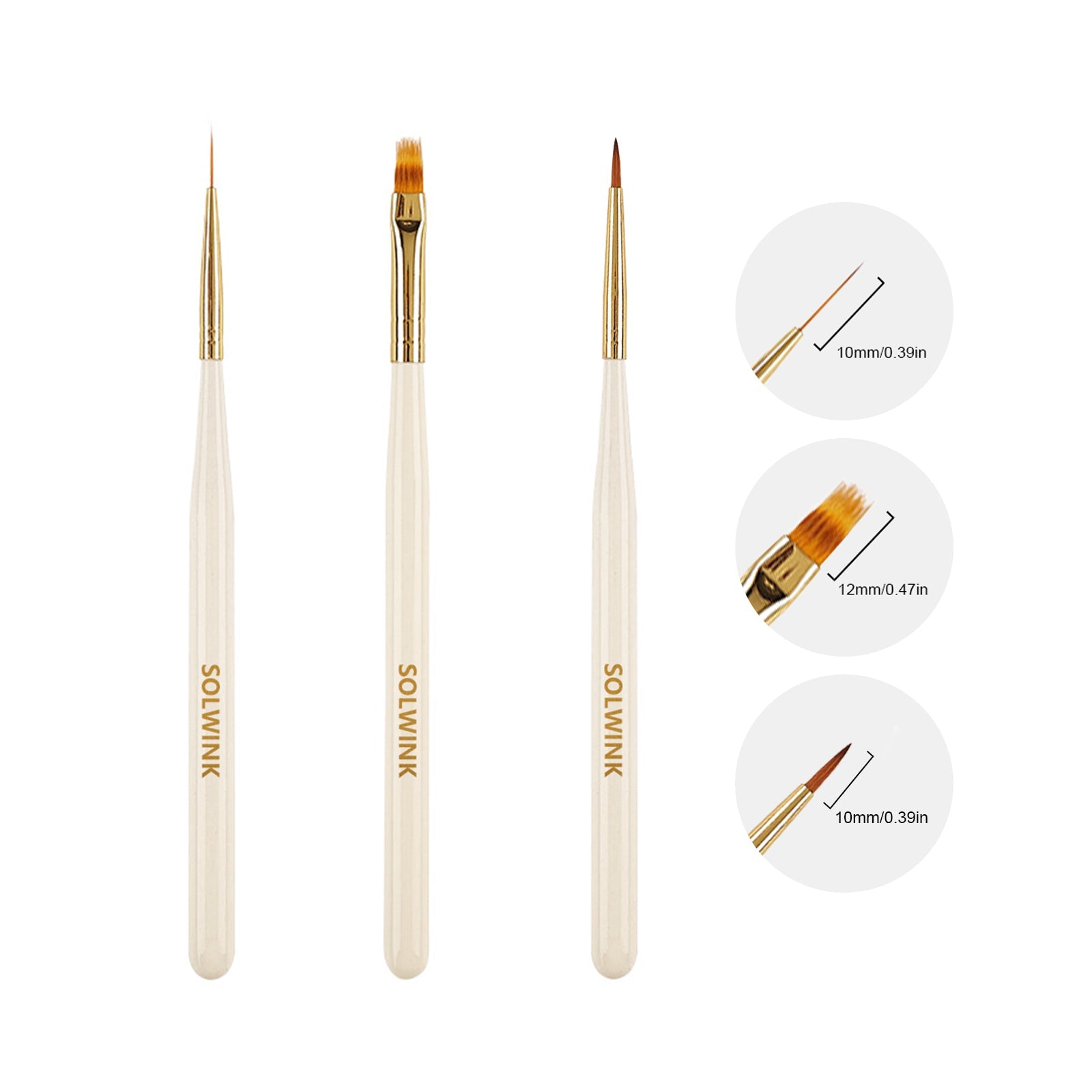SOLWINK Nail Art Brushes Ombre Brush Pen Multi-Pen Brush Pen Liner Brush - SOLWINK