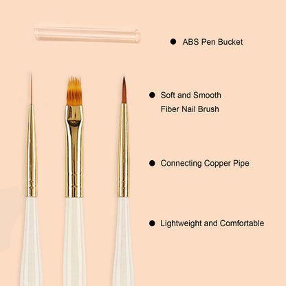 SOLWINK Nail Art Brushes Ombre Brush Pen Multi-Pen Brush Pen Liner Brush - SOLWINK