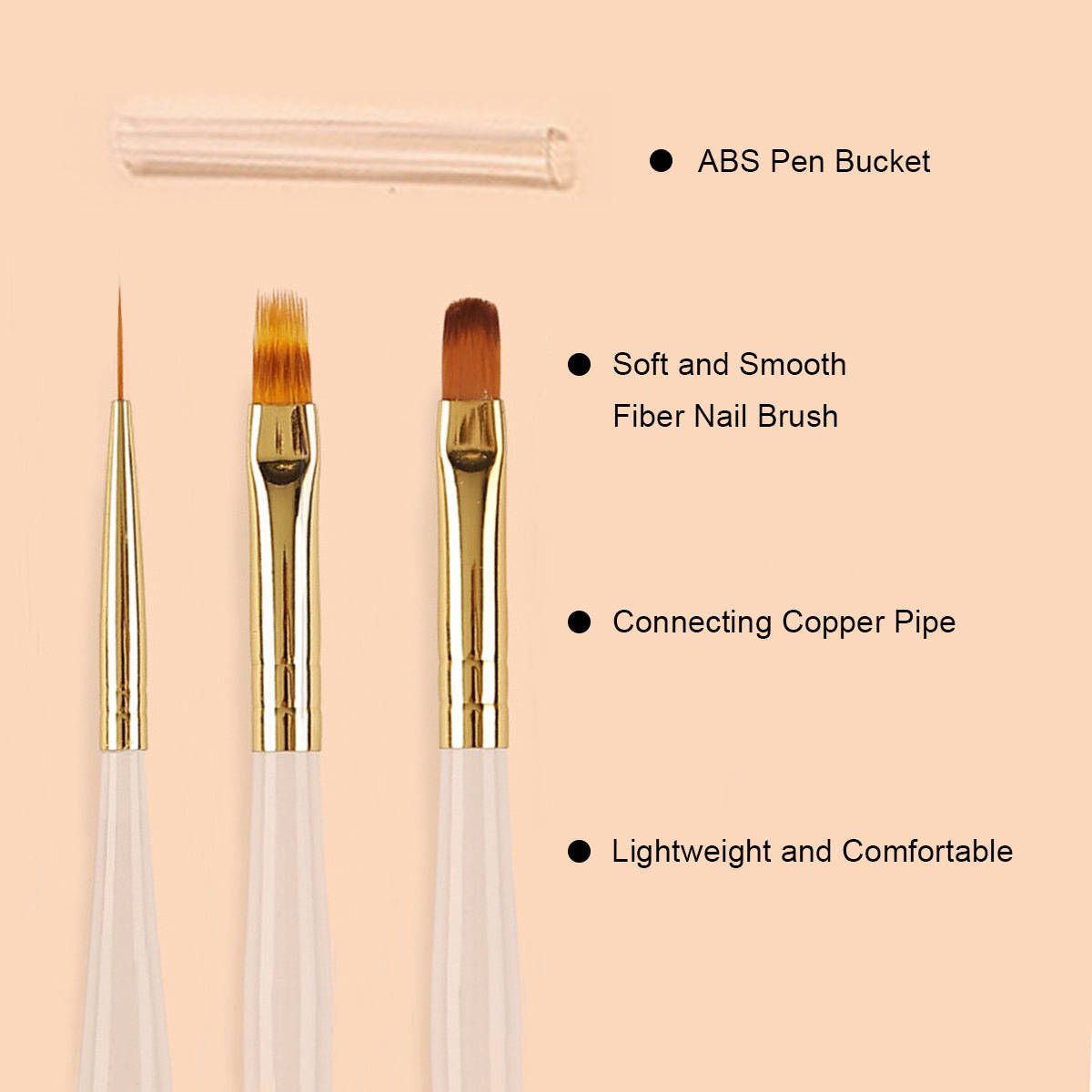 SOLWINK Nail Art Brushes Ombre Brush Pen Round Head Brush Pen Liner Brush - SOLWINK