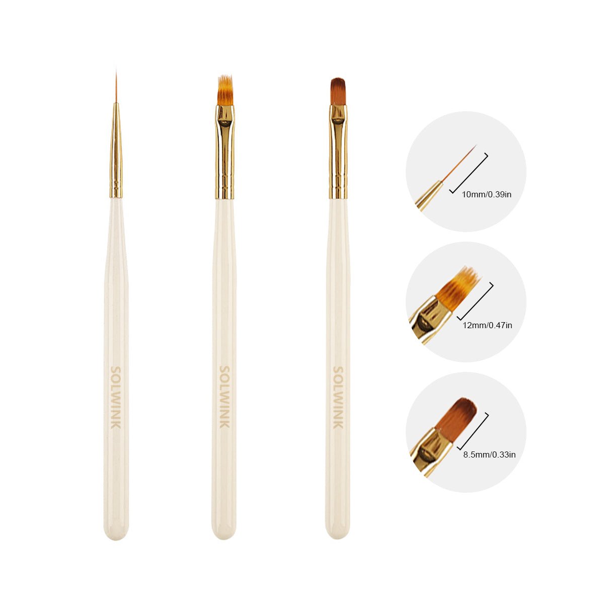 SOLWINK Nail Art Brushes Ombre Brush Pen Round Head Brush Pen Liner Brush - SOLWINK