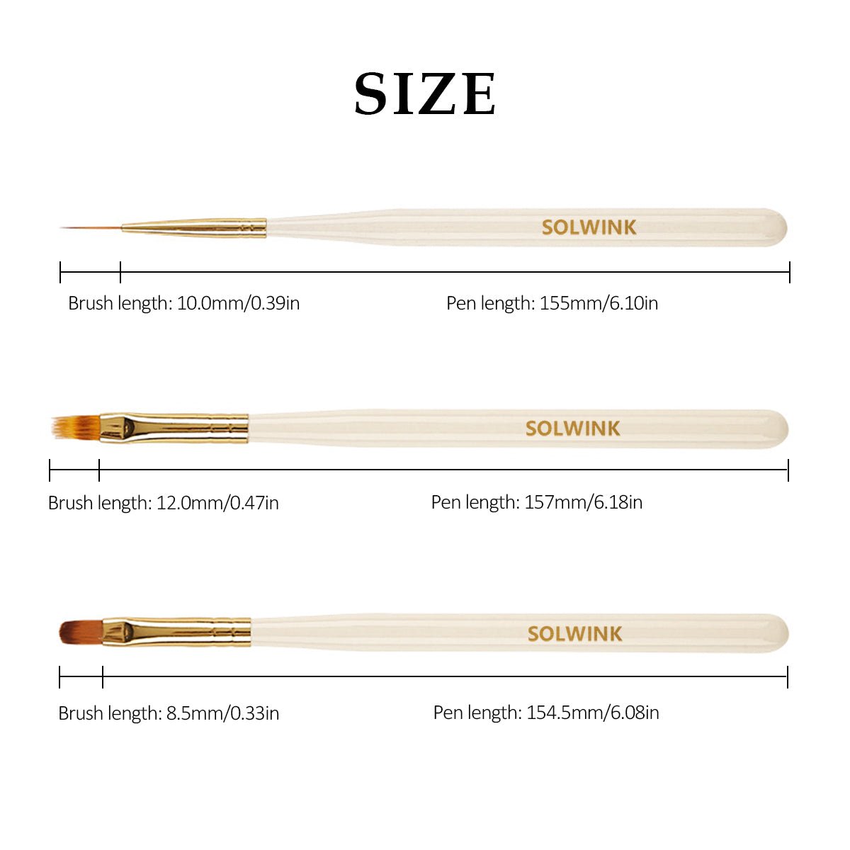 SOLWINK Nail Art Brushes Ombre Brush Pen Round Head Brush Pen Liner Brush - SOLWINK