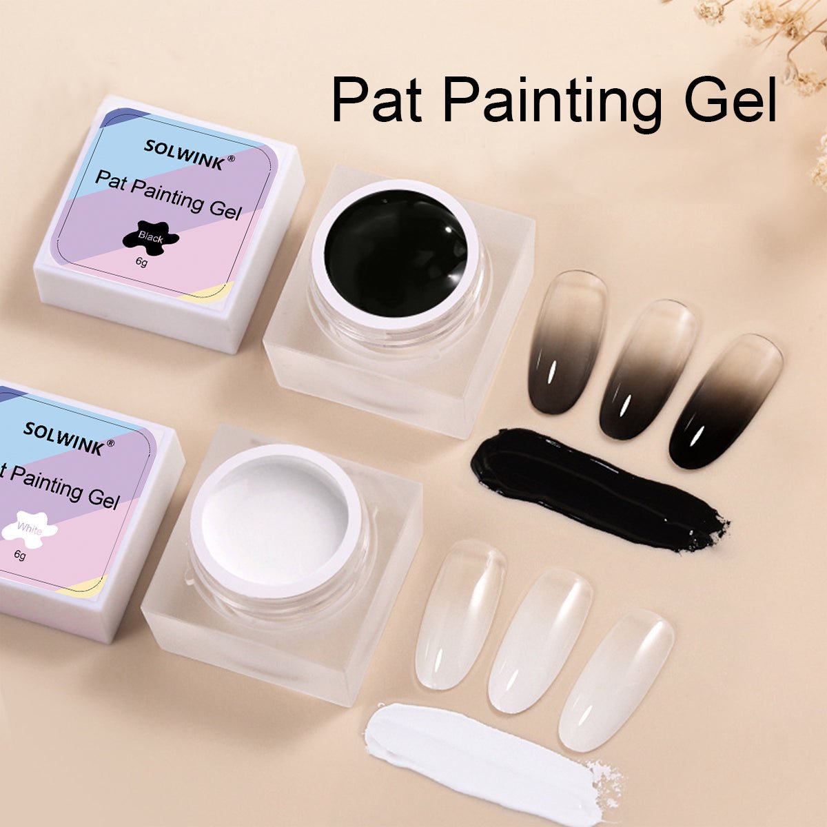 SOLWINK Pat Painting Gel Set - Black White Nail Polish Kit - SOLWINK
