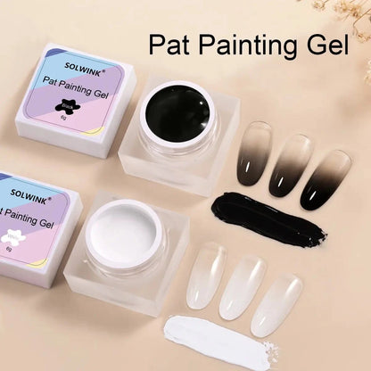 SOLWINK SOLWINK Pat Painting Gel Set - Black&White solid texture nail gel for Sponge and Stencil design SOLWINK Black & White Pat Painting Gel | Solid Texture Nail Art UV Gel