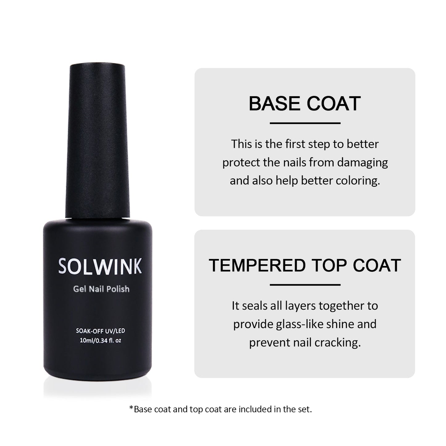 SOLWINK Rock Sugar No Wipe Top & Base Coat UV/LED Gel - SOLWINK