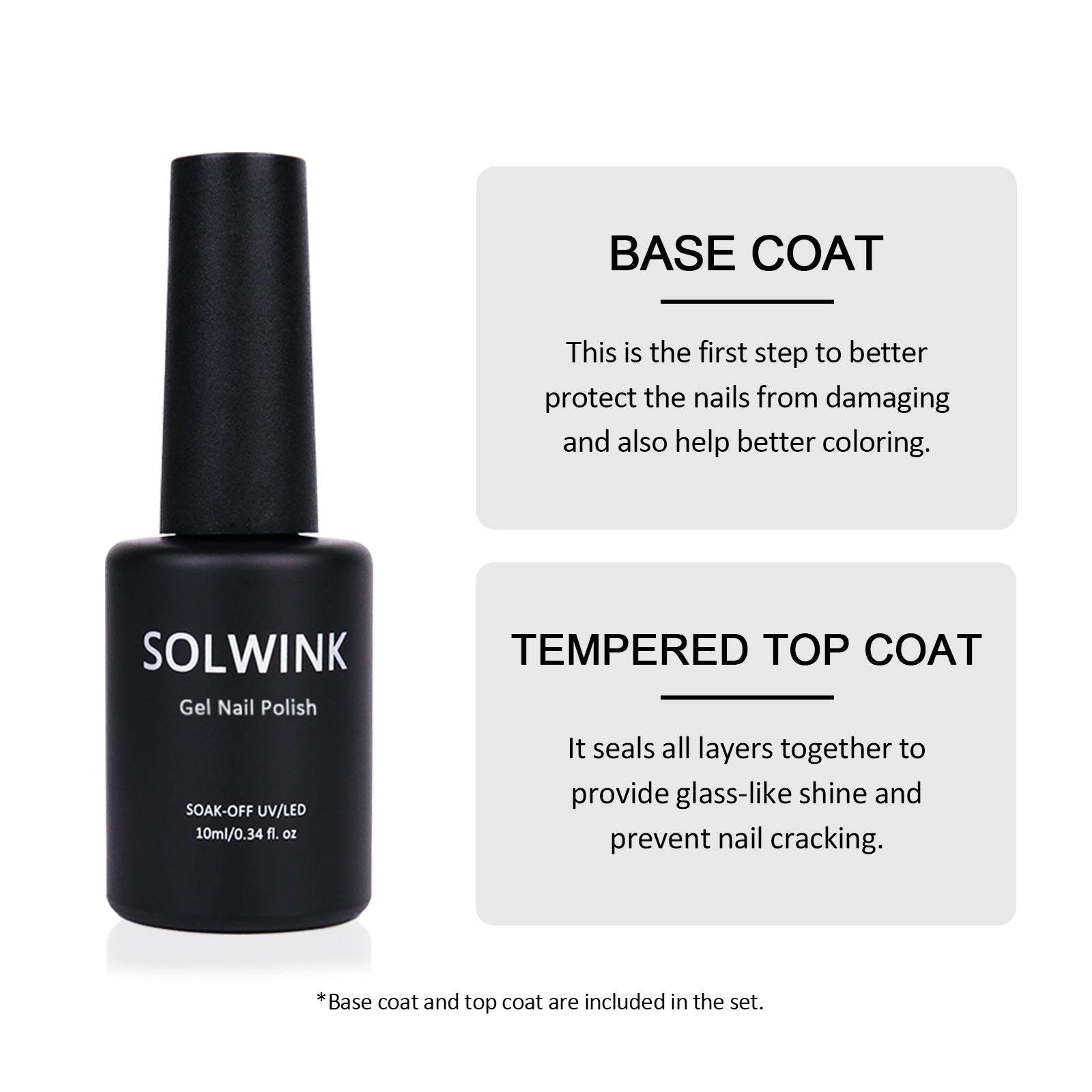 SOLWINK Rock Sugar No Wipe Top & Base Coat UV/LED Gel - SOLWINK