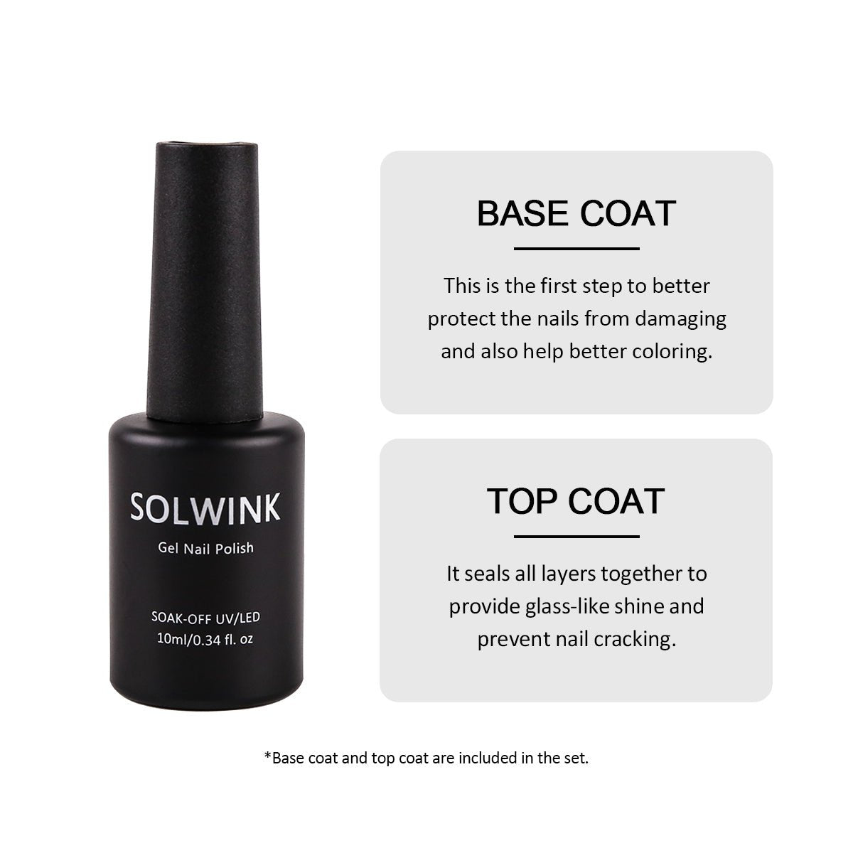 SOLWINK Rock Sugar No Wipe Top & Base Coat UV/LED Gel - SOLWINK